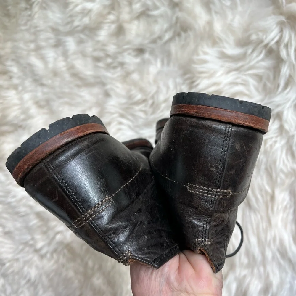 Timberland Dark Brown Genuine Leather Ankle Boot Shoes Size 9 chuuka